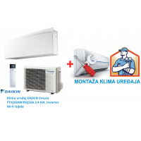Klima uređaj DAIKIN Emura   FTXJ35AW/RXJ35A 3,4 kW, Inverter Wi-FI bijela SA MONTAŽOM